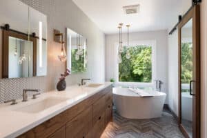 natural contemporary primary bath remodel