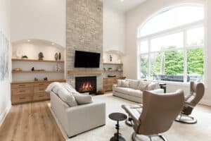 cozy living room remodel fireplace
