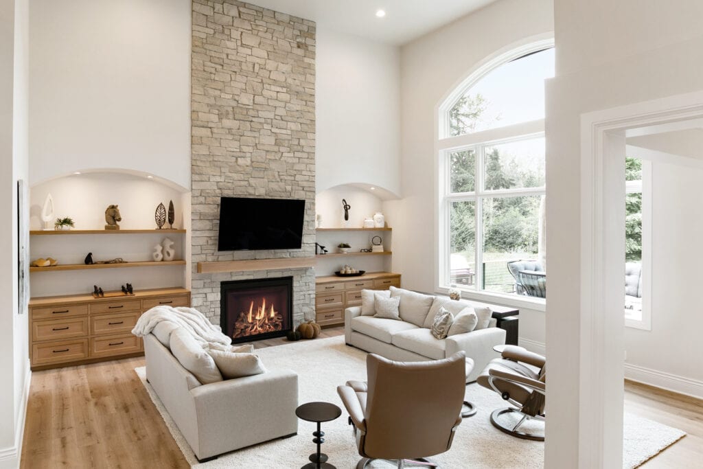 cozy living room remodel fireplace